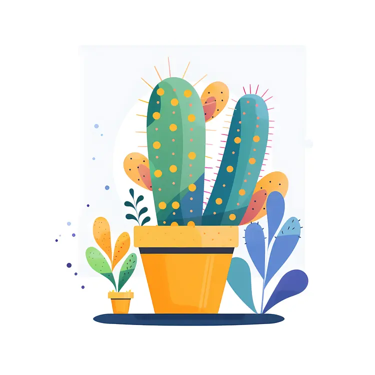 Colorful Cactus in a Pot