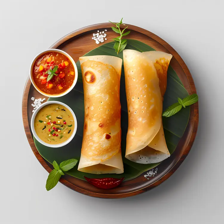 Crispy Dosa with Spicy Chutneys