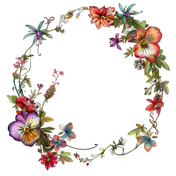 Colorful Floral Wreath Illustration