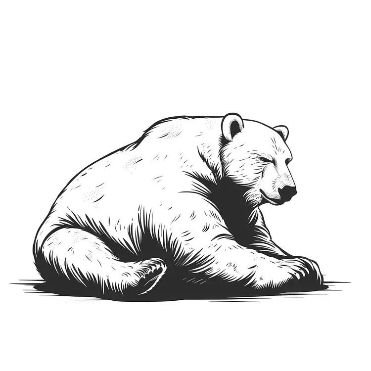 Resting Polar Bear Illustration