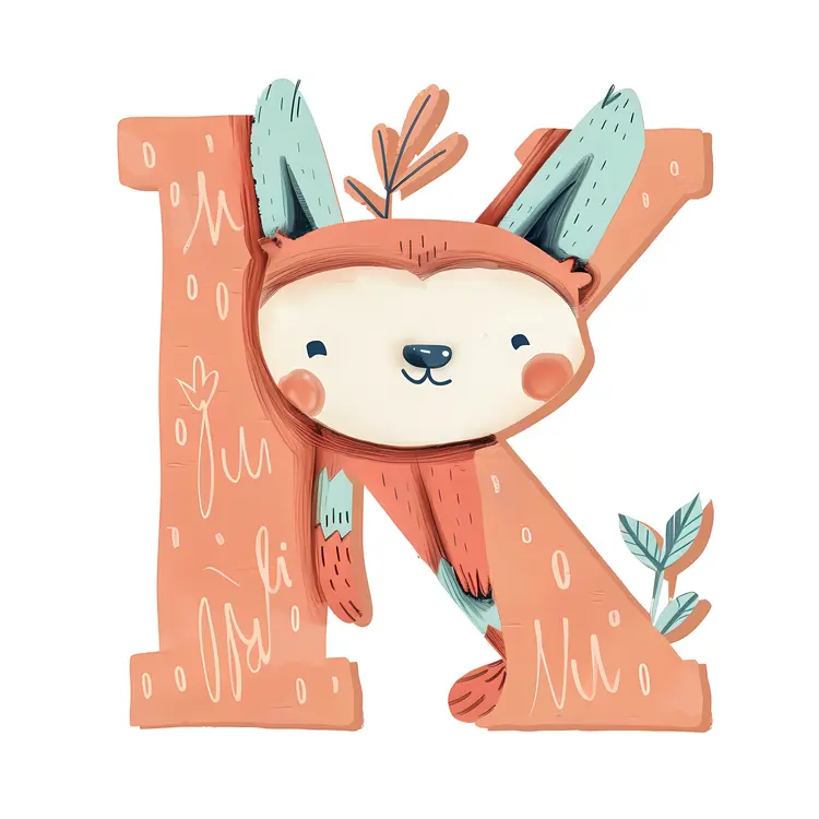 Cute Letter K with Animal