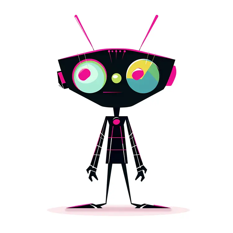 Black Cartoon Character with Colorful Eyes