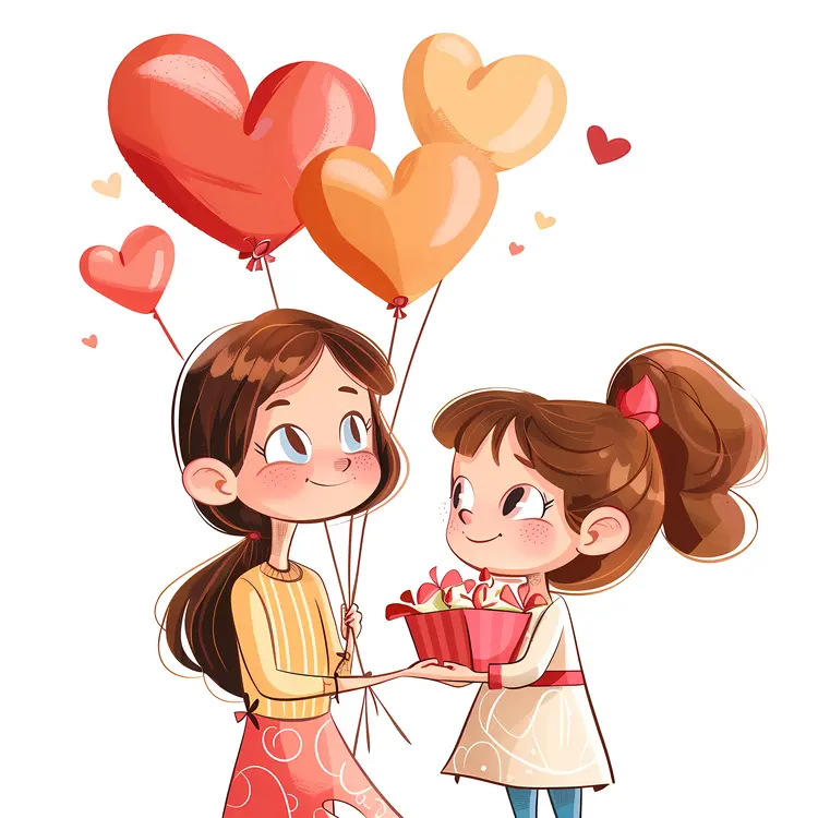 Girls with Heart Balloons