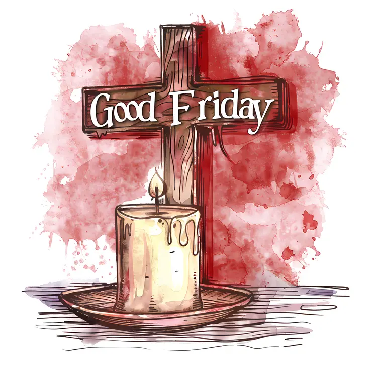 Good Friday Cross with Candle