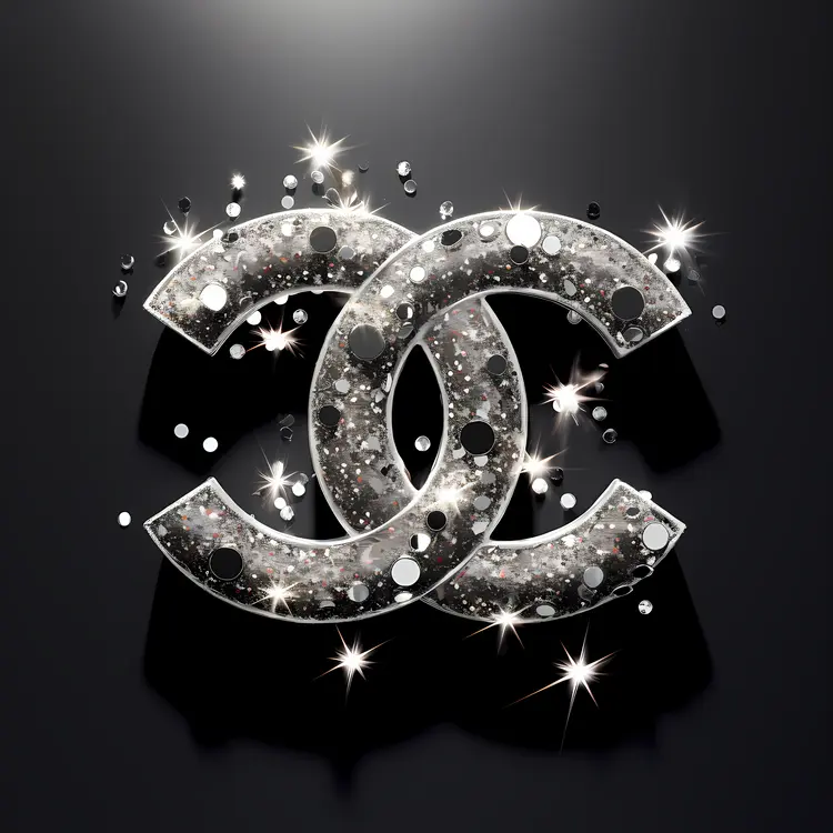 Silver logo with sparkles