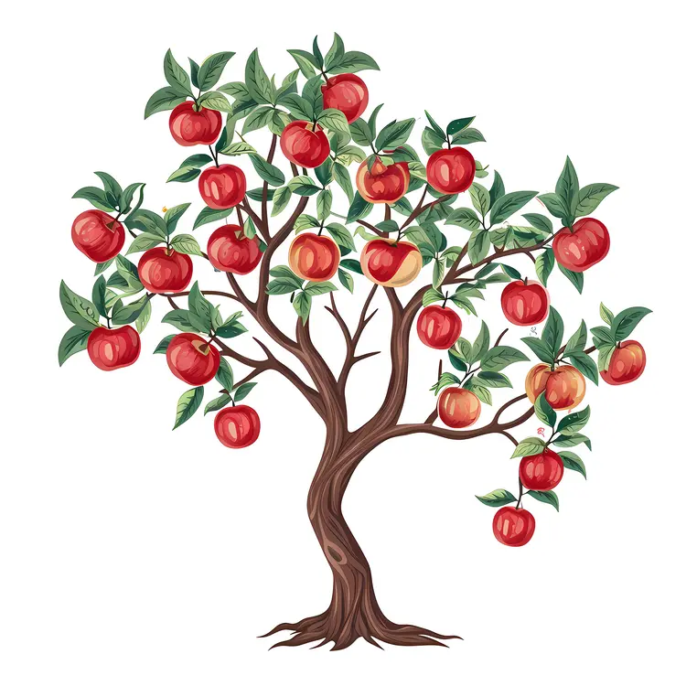 Apple Tree with Red Apples