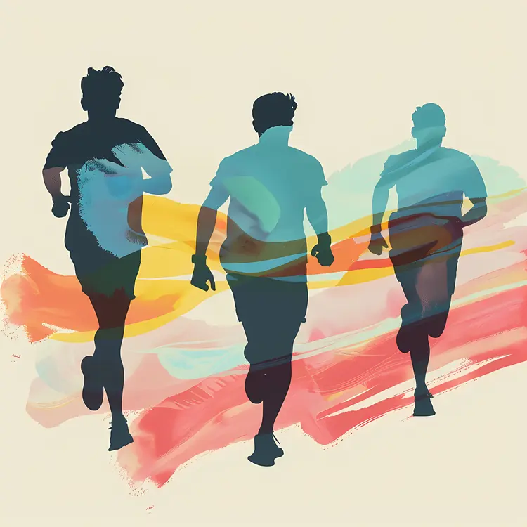 Silhouettes of Runners with Colorful Background