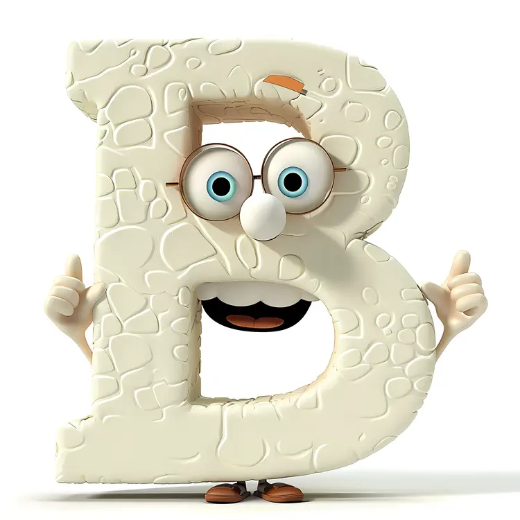 Cartoon Letter B with Glasses