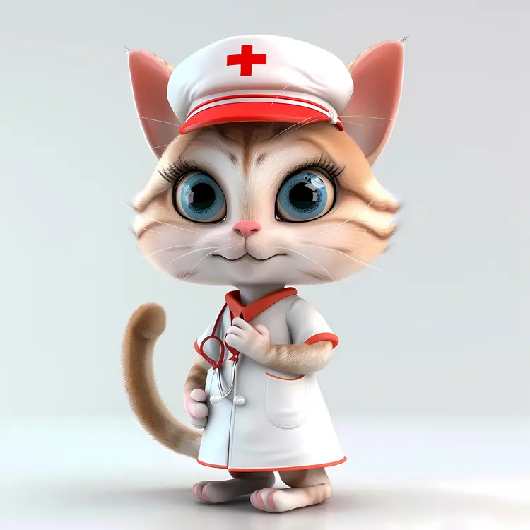Cute Nurse Cat in Uniform