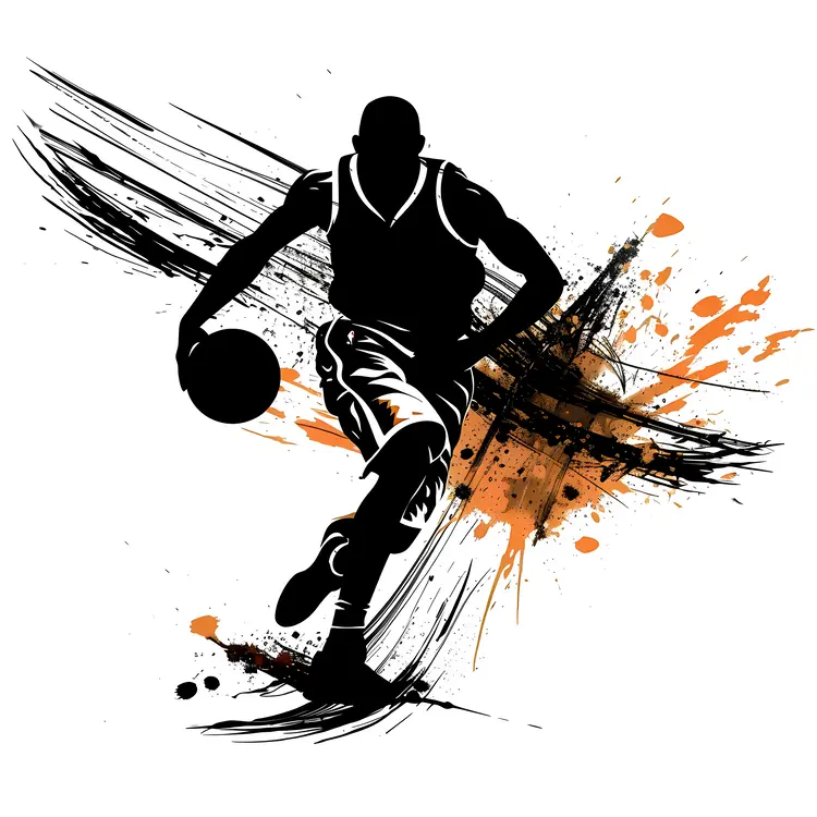 Basketball Player Dribbling with Splash Effect