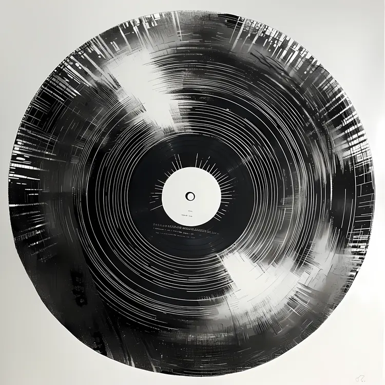 Black Vinyl Record with Abstract Pattern