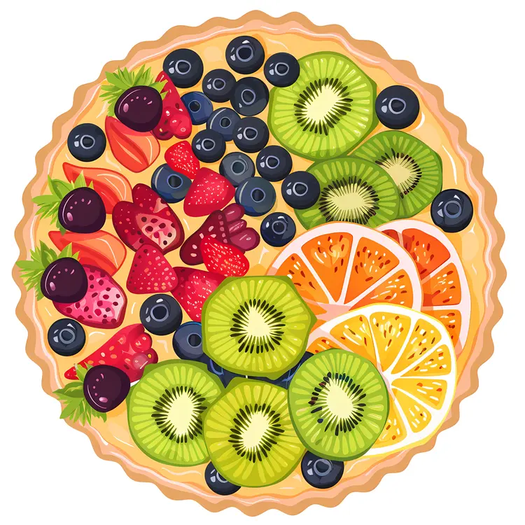 Delicious Fruit Tart with Mixed Berries and Kiwi