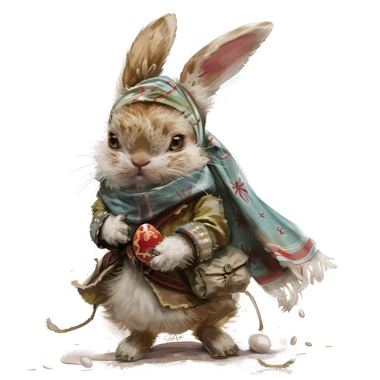 Cute Easter Bunny with Scarf