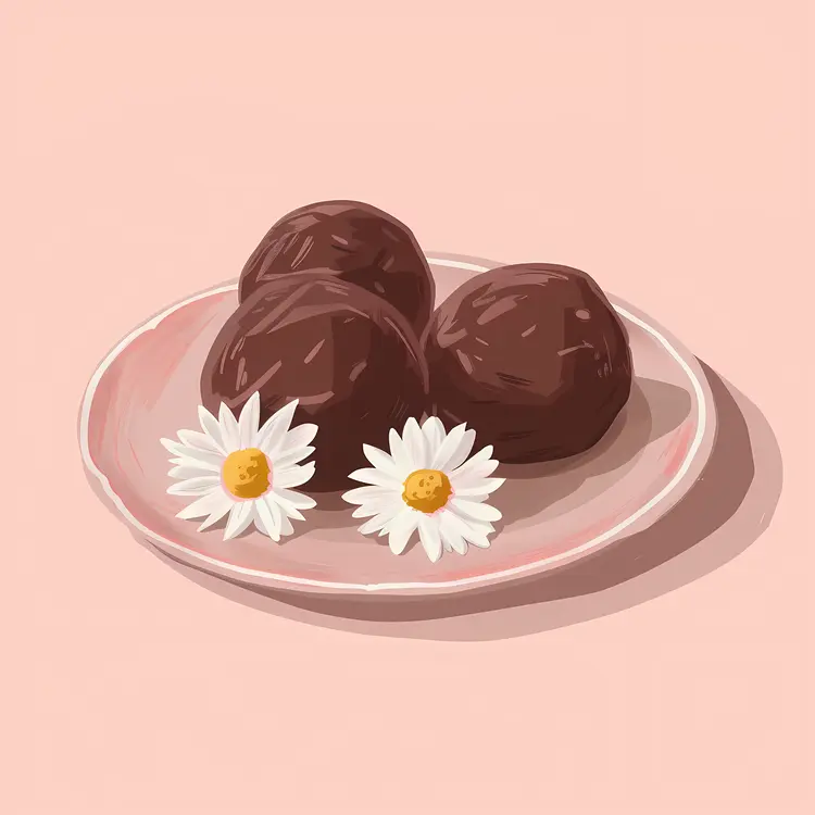 Chocolate Balls with Flowers on Plate
