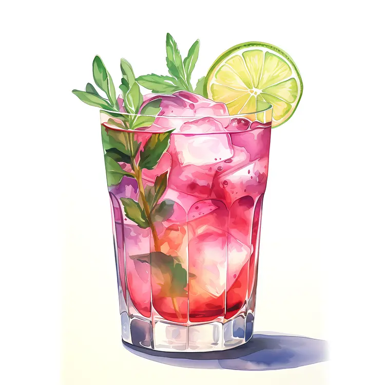 Pink Drink with Lime and Mint