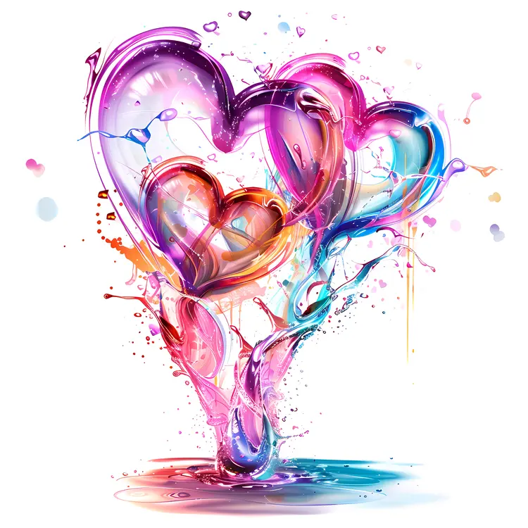Colorful Hearts with Artistic Splashes