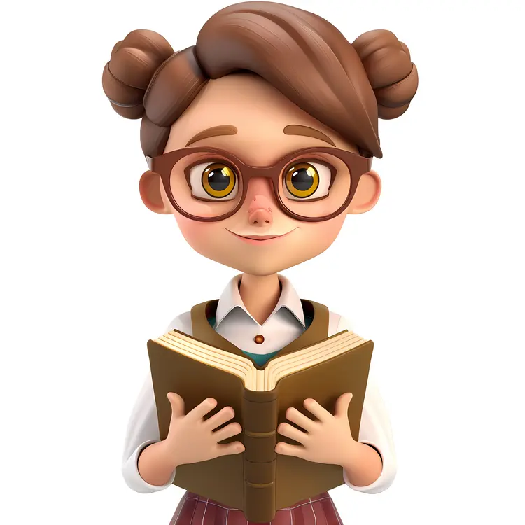 Girl with Book and Glasses