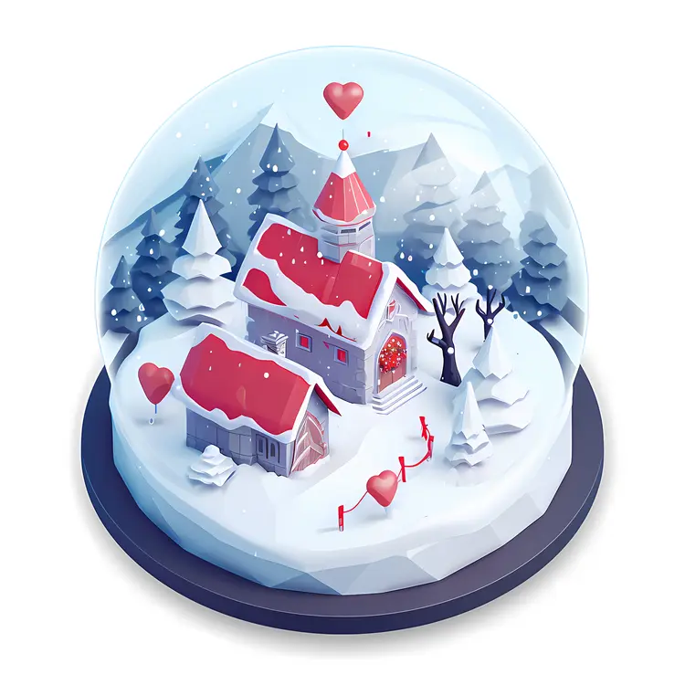 Snow Globe with House and Hearts