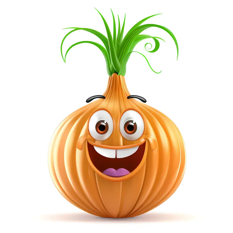 Happy Onion Cartoon Character