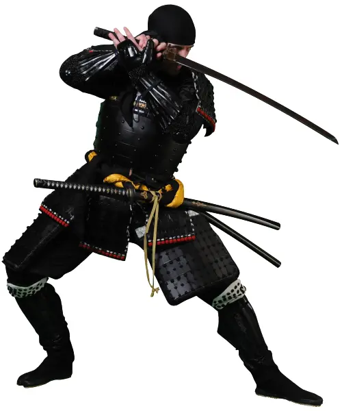 Samurai in Black Armor with Sword