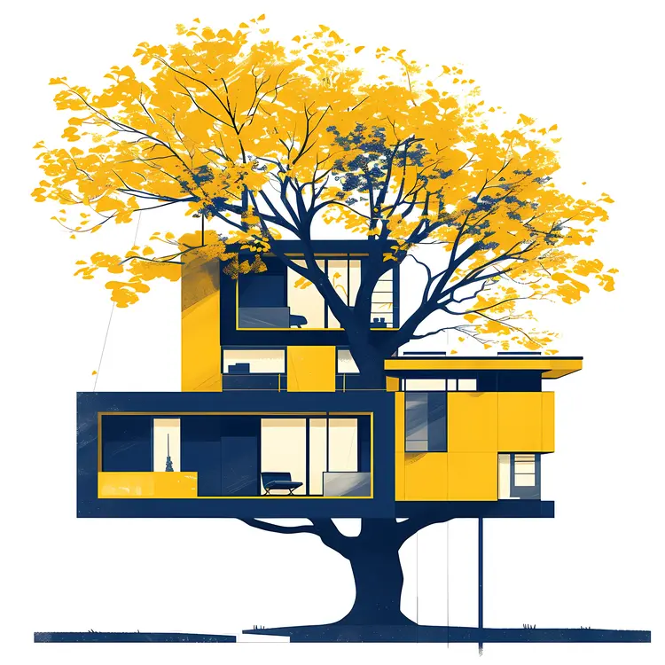 Modern Yellow Tree House