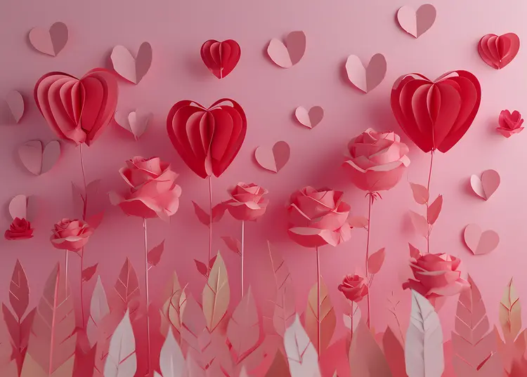 Paper Hearts and Roses for Valentine's Day