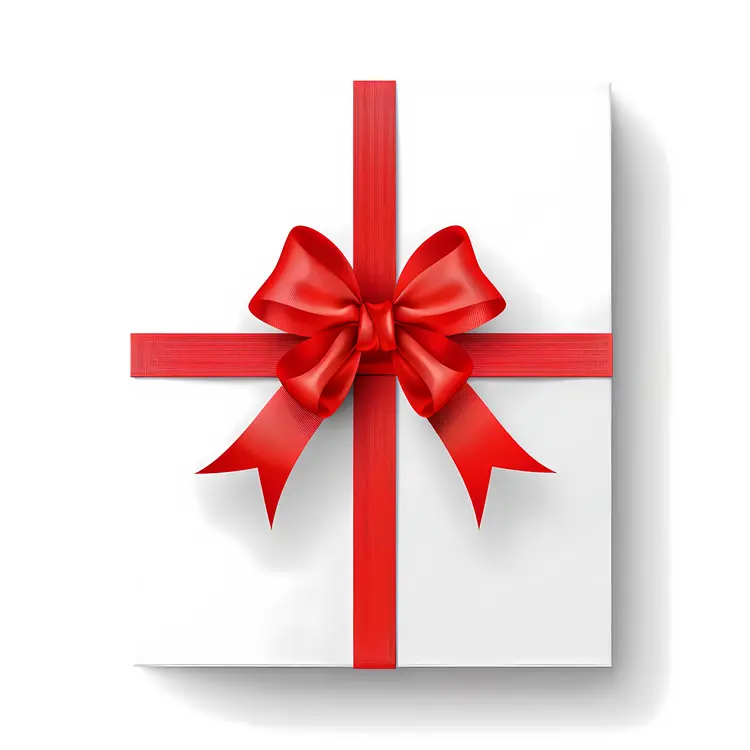 White Gift Box with Red Ribbon