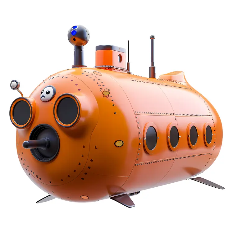 Orange Submarine with Portholes