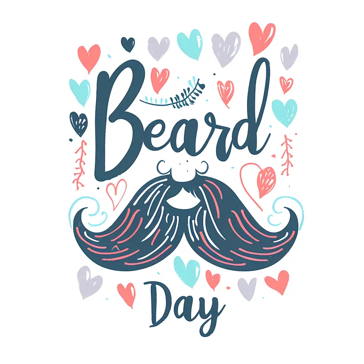 Beard Day Celebration with Colorful Hearts