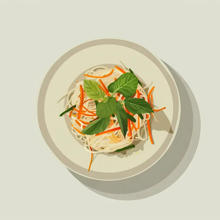 Noodle Dish with Vegetables in a Bowl