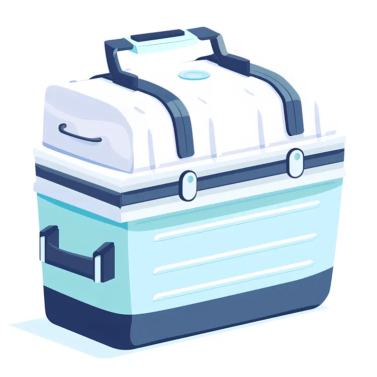 Portable White and Blue Cooler for Outdoor Adventures