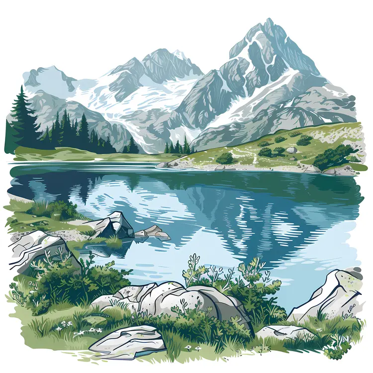Peaceful Mountain Lake Landscape