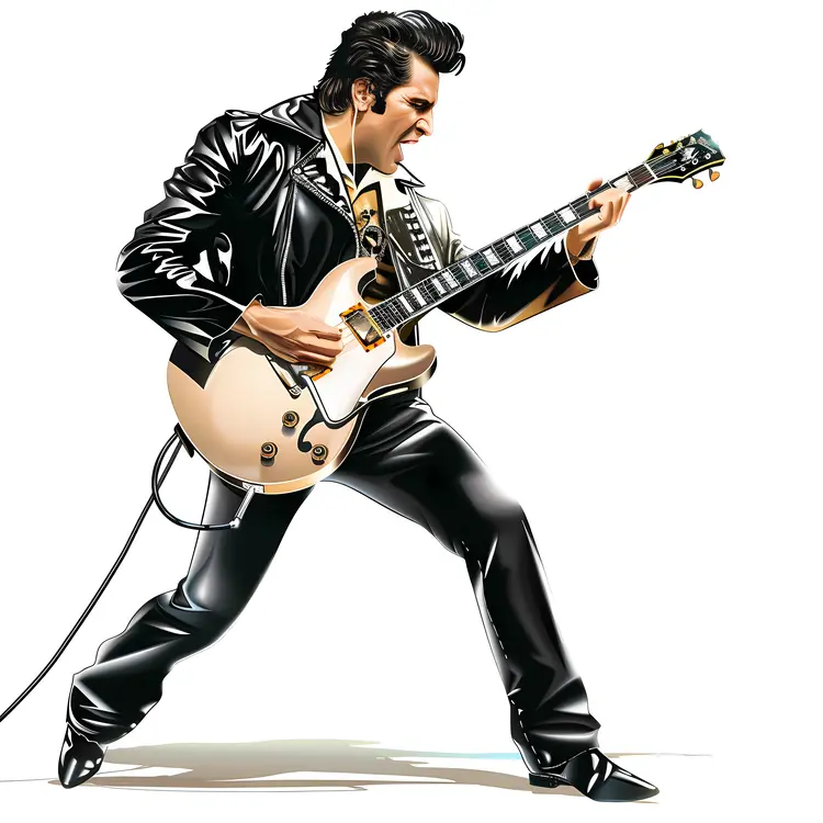 Rock Guitarist in Black Leather