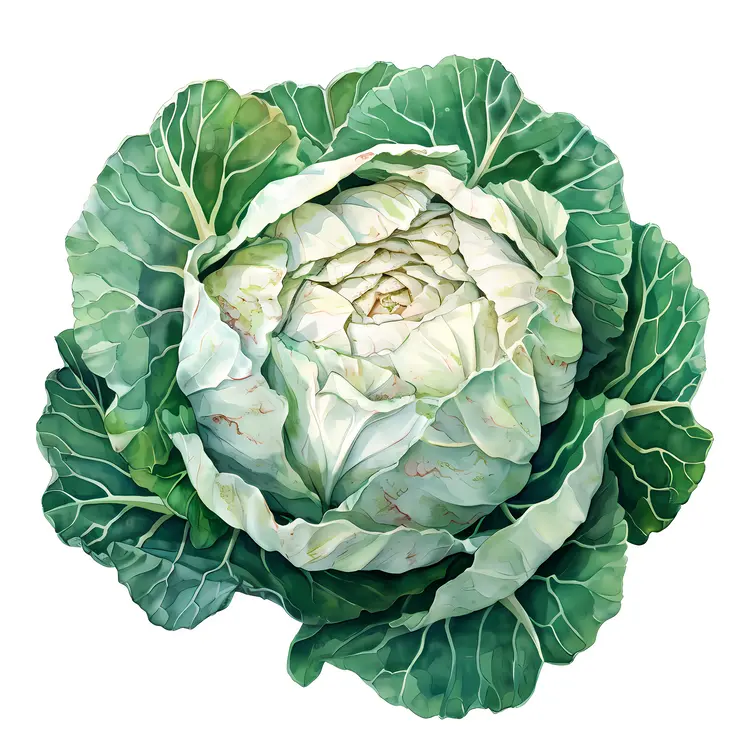 White and Green Cabbage Illustration