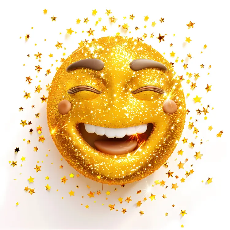 Sparkling Golden Laughing Emoji