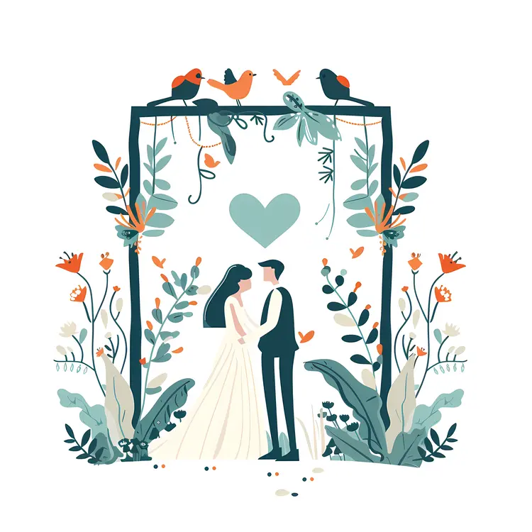 Wedding Couple in Floral Arch