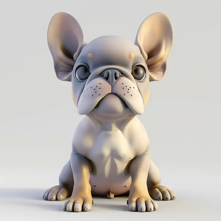 3D Cartoon French Bulldog Puppy