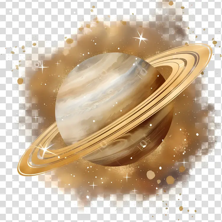Beautiful Saturn with Rings in Space