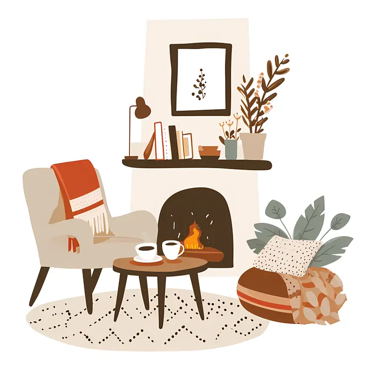 Cozy Room with a Fireplace and Chair