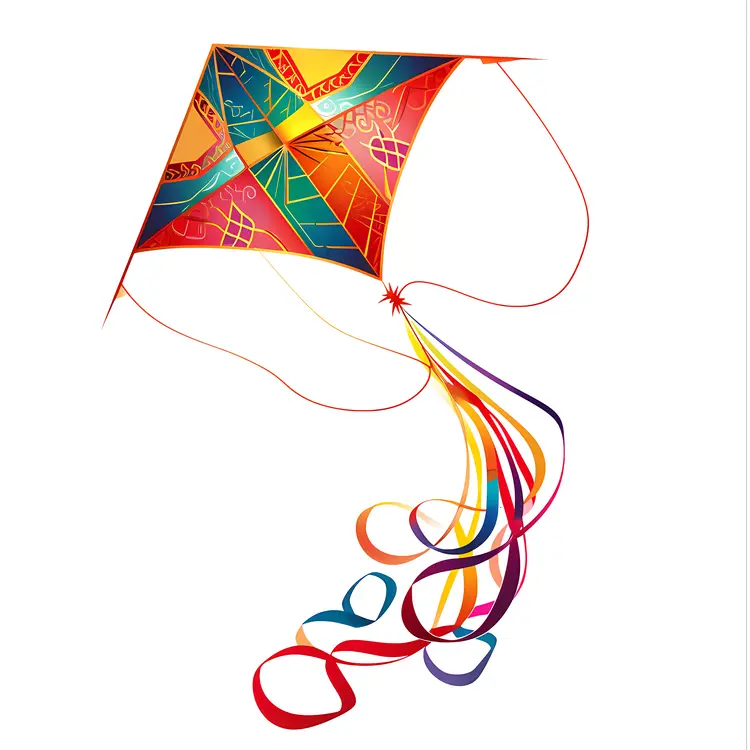 Colorful Kite with Flowing Ribbons