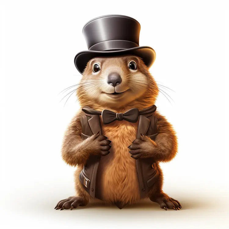 Groundhog in Top Hat for Groundhog Day