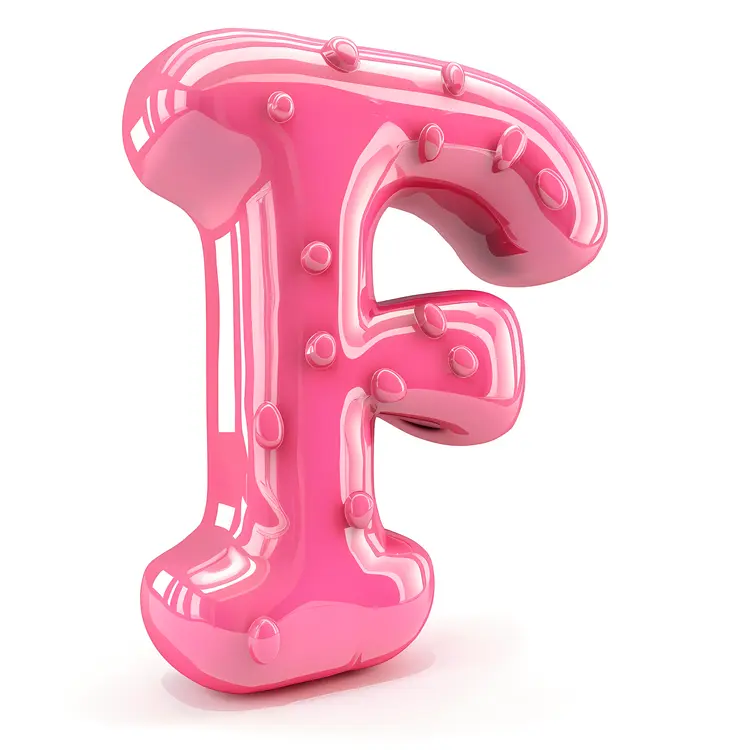 Pink Bubble F Letter