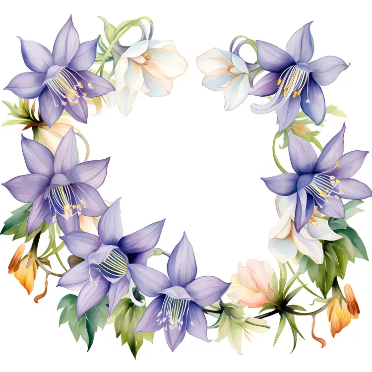 Purple and White Floral Frame