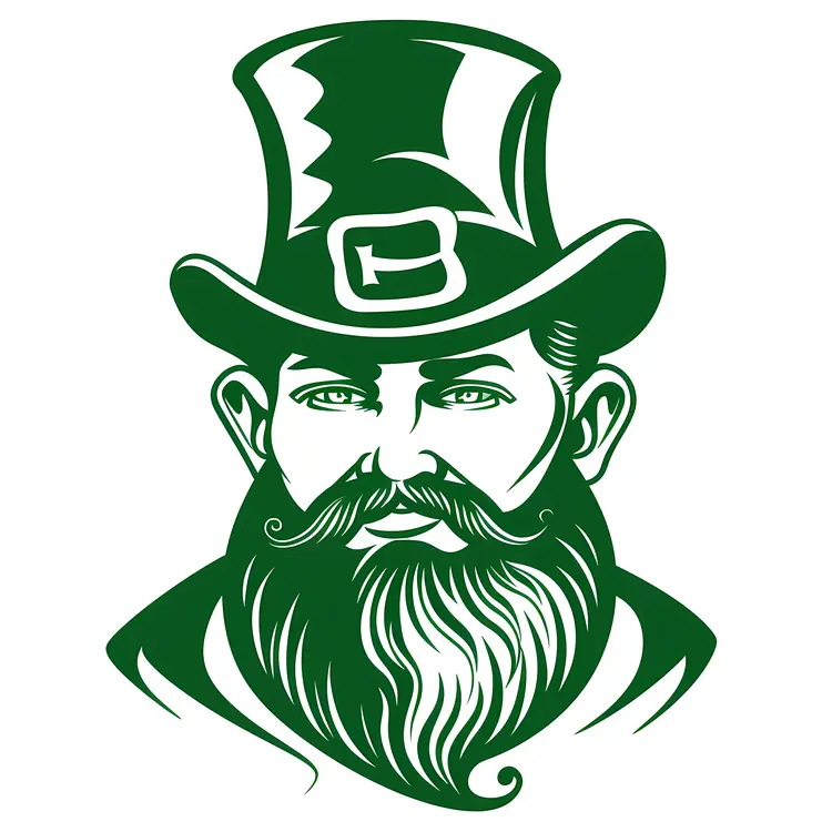 Leprechaun with Green Hat and Beard Illustration