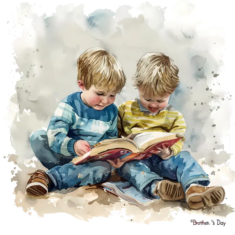 Two Boys Reading Together