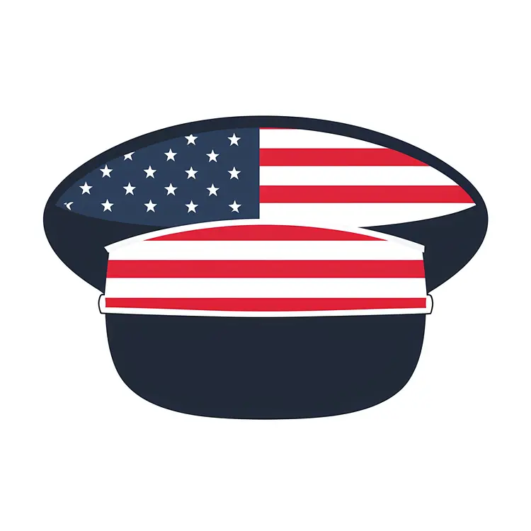 Patriotic American Flag Hat Illustration