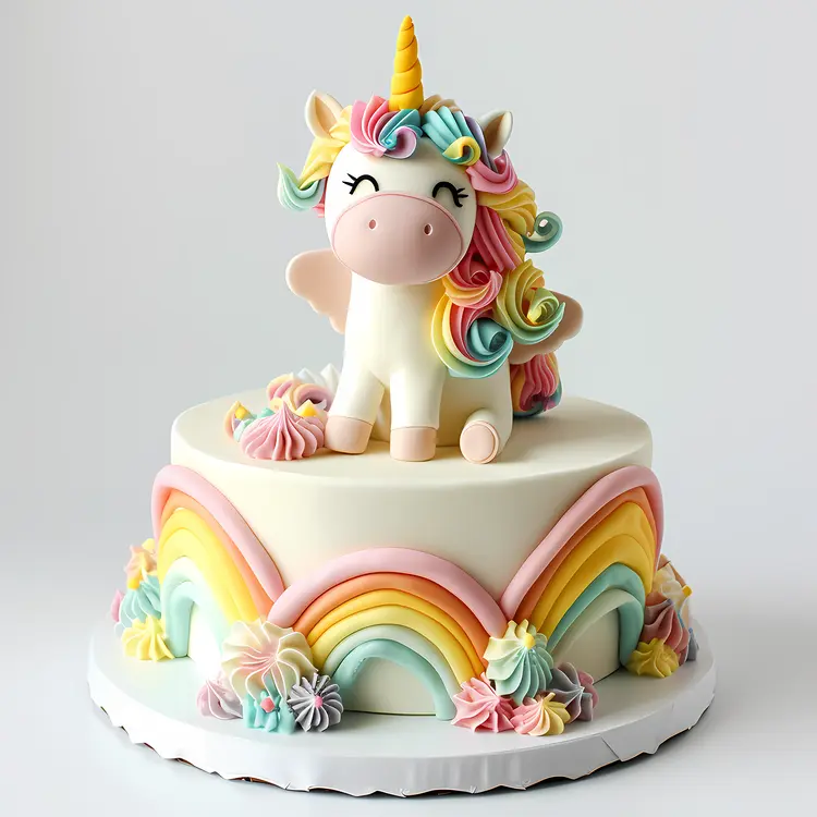 Pastel Unicorn Cake with Rainbow Decorations