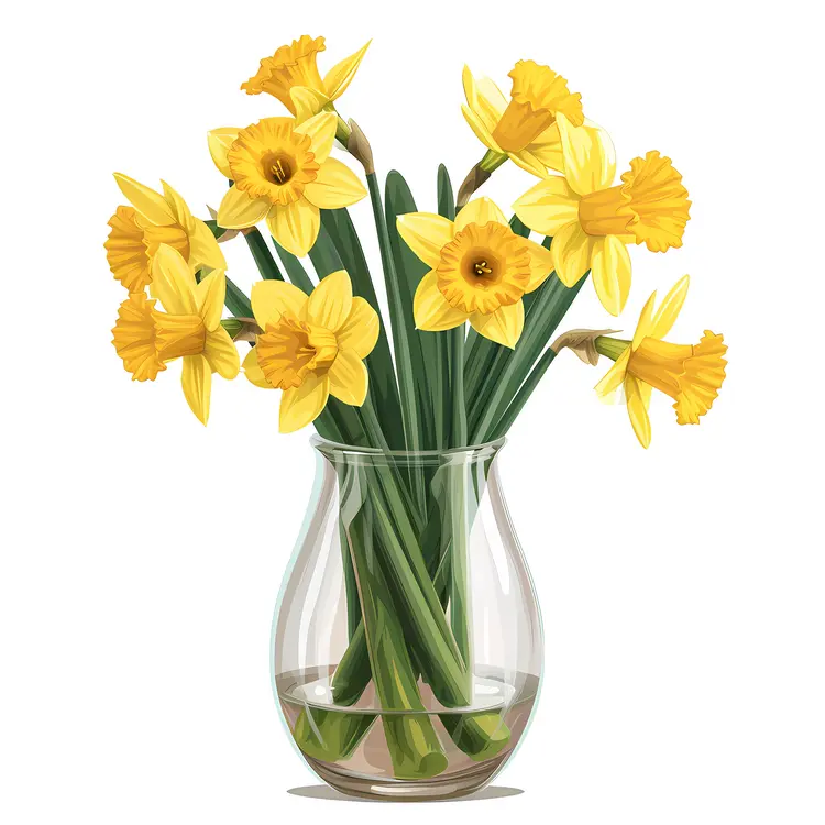 Yellow Daffodils in a Glass Vase