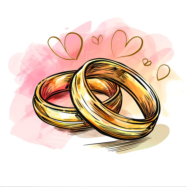 Beautiful Gold Wedding Rings with Hearts