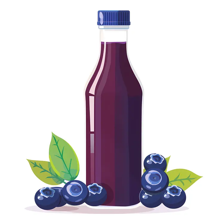 Blueberry Juice Bottle with Fresh Blueberries